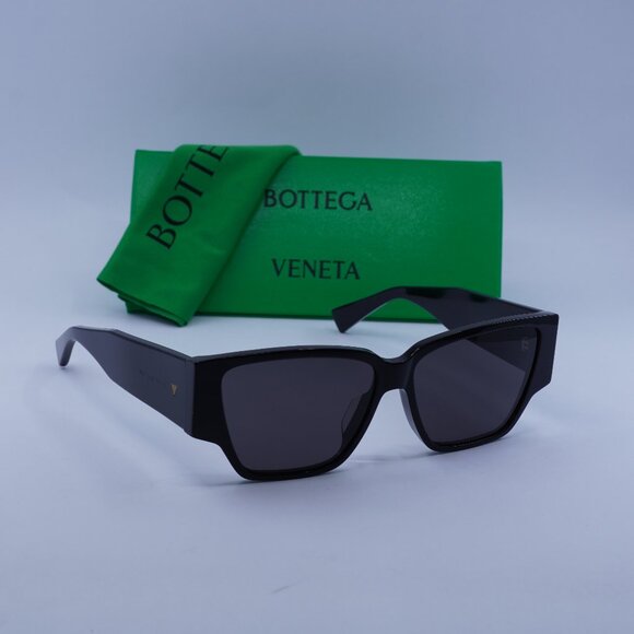 Bottega Veneta BV1285S 001 Square Sunglasses - Black/Grey - Picture 1 of 11